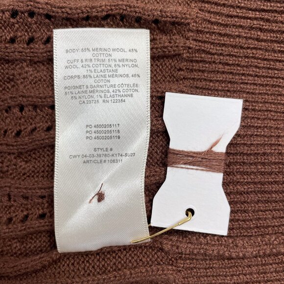 ARITZIA Wilfred Fey Short Sleeve Knit Cardigan "Cognac" Brown XS - Picture 6 of 7